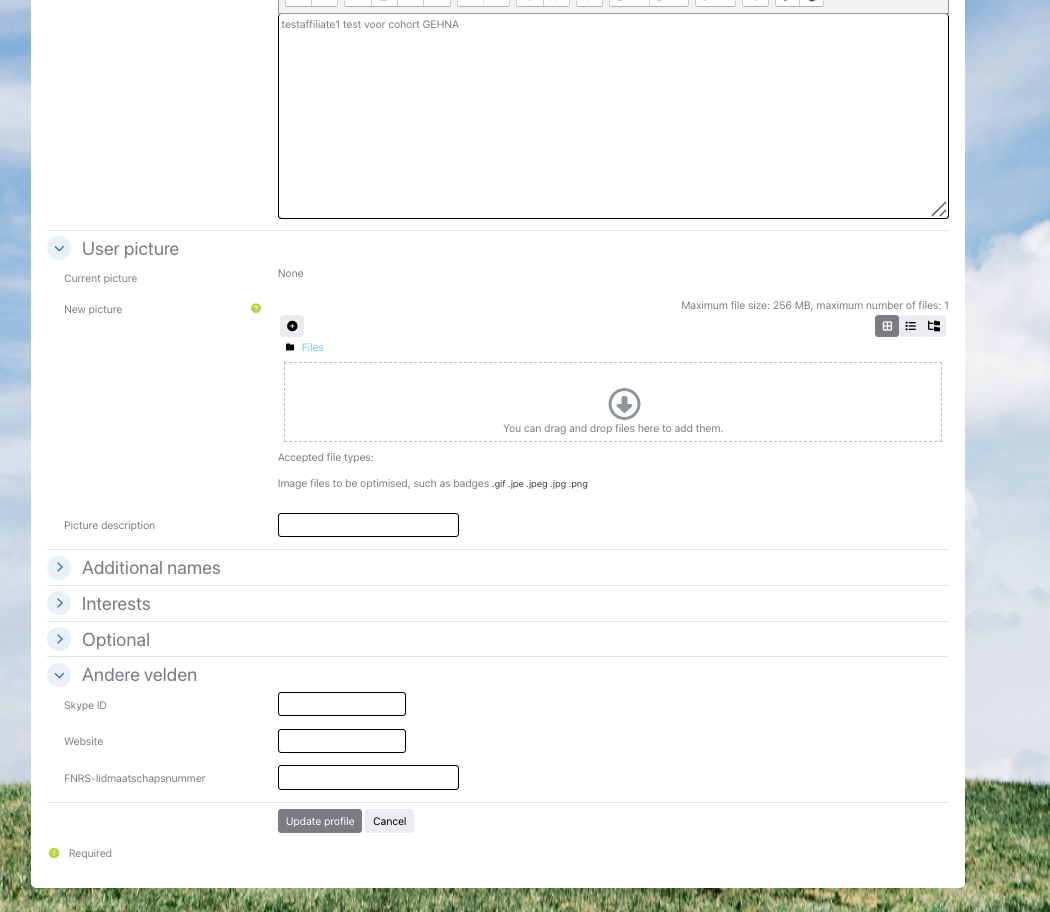FNRS nummer Bestaande account